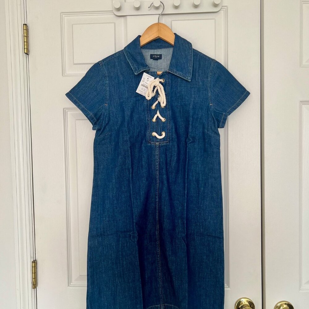 J Crew Factory Lace-up Denim Mini Dress